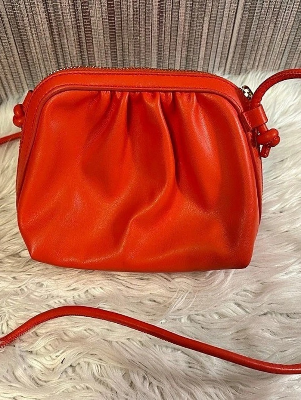 Old Navy Red Orange Ruched Crossbody Bag Pouch Purse NWOT